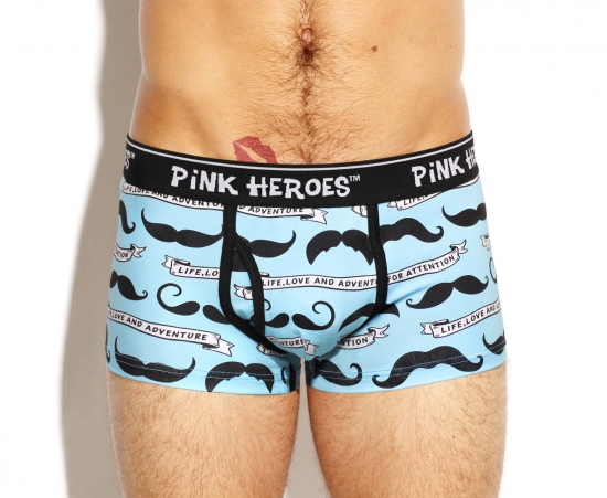 Мужские боксеры Pink Hero голубые с усами PH1264-1