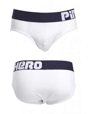 Мужские брифы Pink Hero белые с синей резинкой PH1280-5