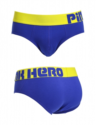 Мужские брифы Pink Hero голубые с желтой резинкой PH1280-6