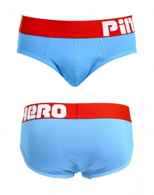 Мужские брифы Pink Hero голубые с красной резинкой PH1280-7