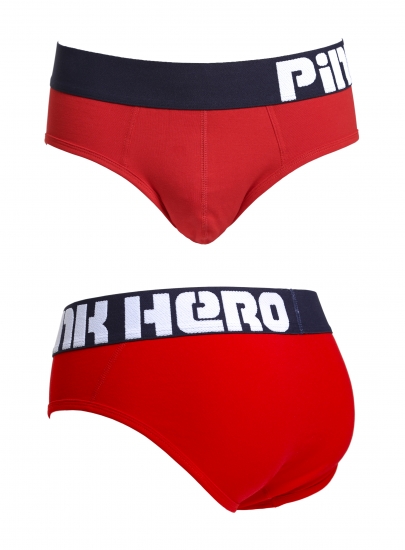 Мужские брифы Pink Hero красные с синей резинкой PH1280-2