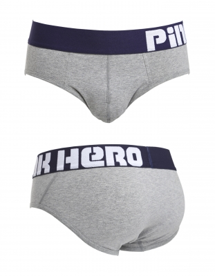 Мужские брифы Pink Hero серые с синей резинкой PH1280-3