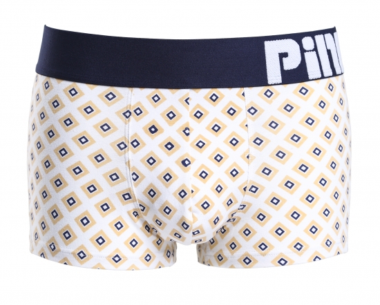 Мужские трусы Pink Hero белые в бежевые/голубые ромбы PH1285-1