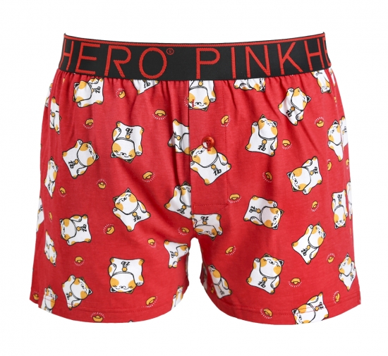 Мужские трусы Pink Hero красные с котиками удлиненные PH1279-1